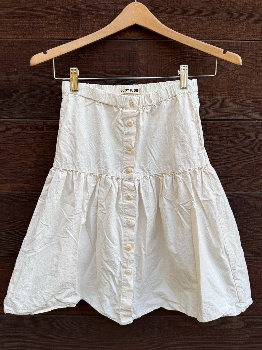 Rudy Jude Ivory Button-Front Tiered A-Line Skirt- Girls M